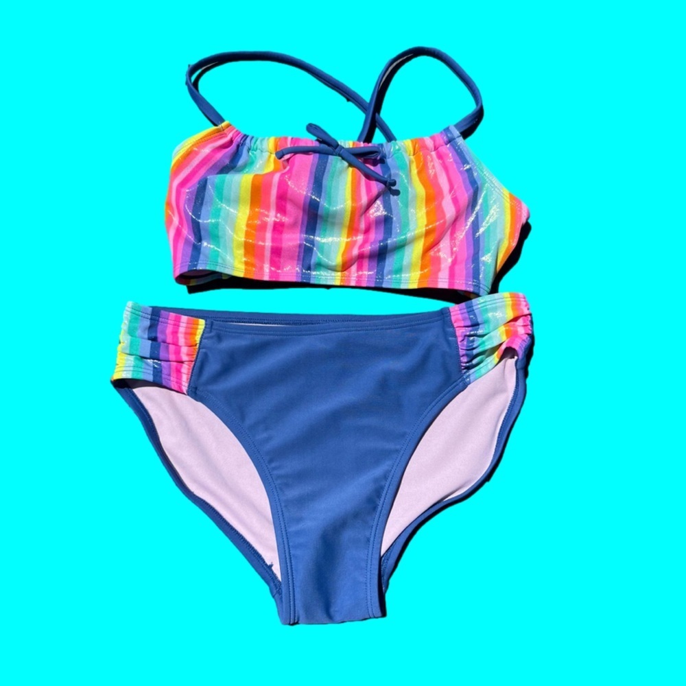 Nwt girl’s 2 piece shimmery neon bikini by SO